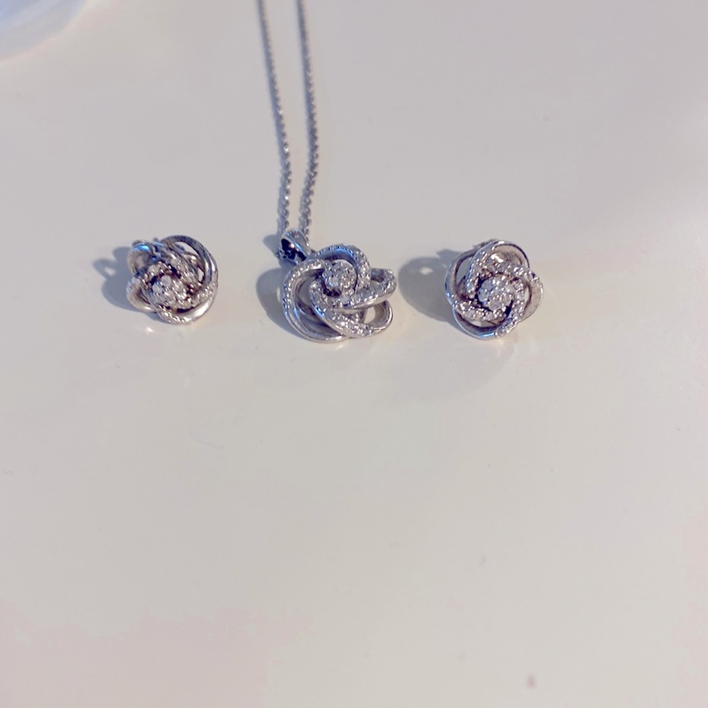 COPY - Sterling Silver Diamond Necklace and Earrings Set from JTV.